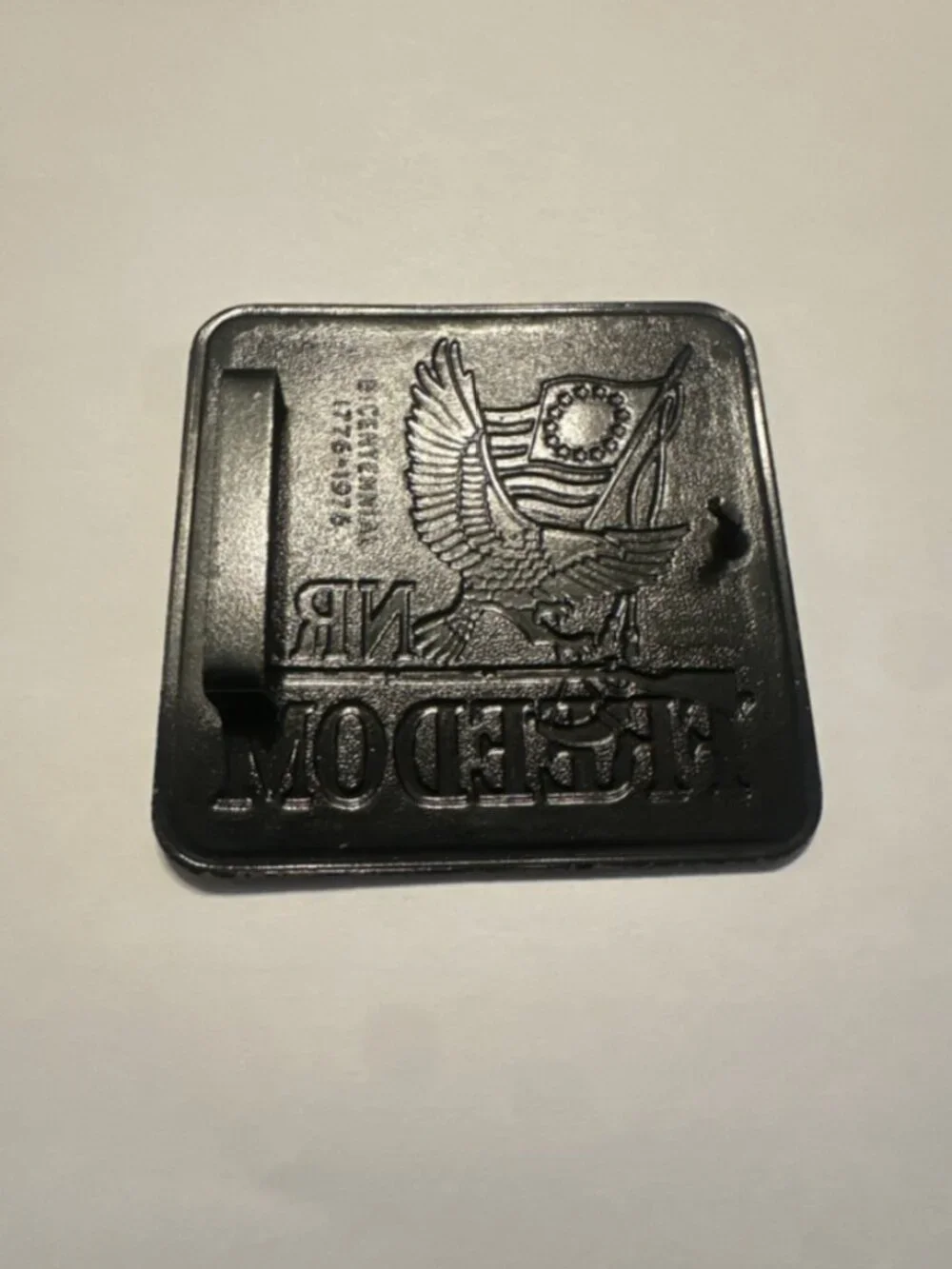 NRA FREEDOM Vintage 1970s Brass Bicentennial Belt Buckle 3 Inch Square